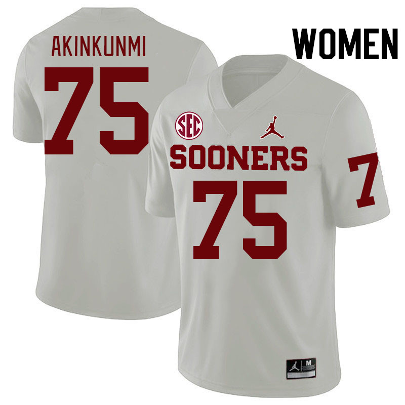 Women #75 Daniel Akinkunmi Oklahoma Sooners 2024 SEC Conference College Football Jerseys-White